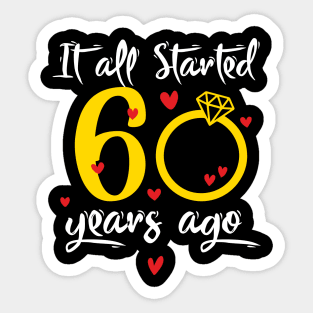 Wedding Anniversary 60 Years Together Golden Family Marriage Gift For Husband And Wife Sticker